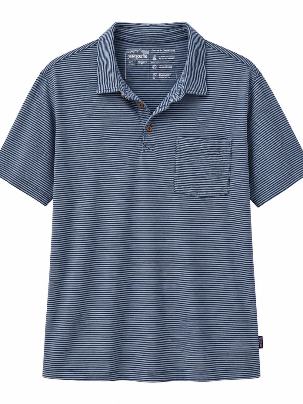 Patagonia Daily Polo Shirt Men’s Blue Striped Short Sleeve Size XL
